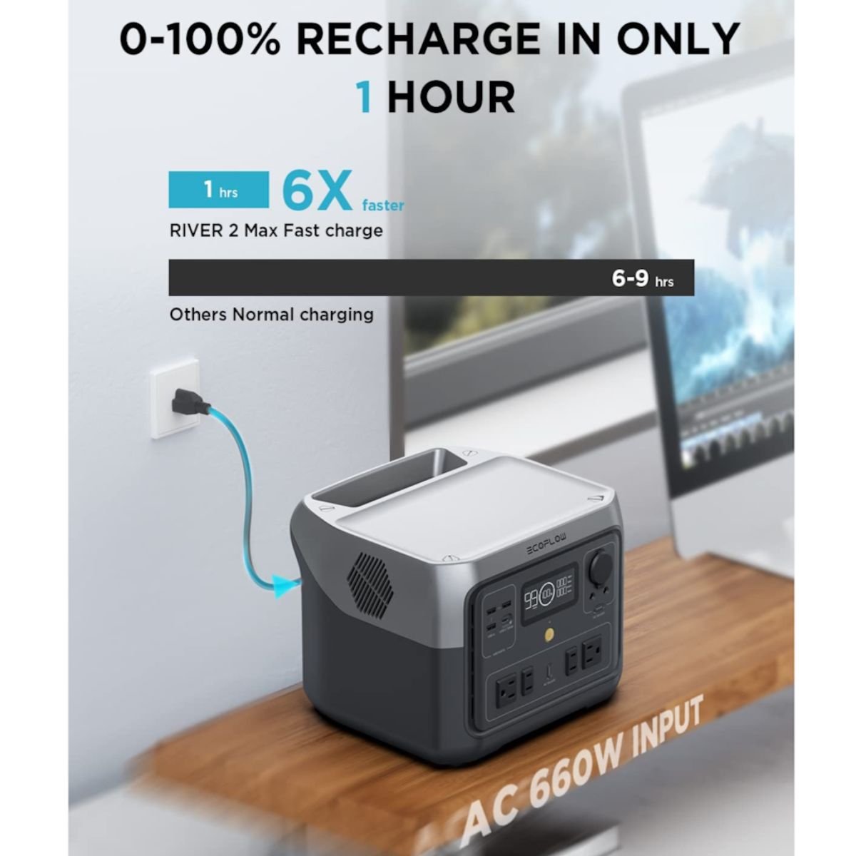 EcoFlow RIVER 2 Max 512Wh 500W Estación de Energía Portátil